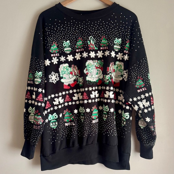 Vintage 90’s Nutcracker Long Sleeve Santa & Noel Fair Isle Crew Neck Sweatshirt - Picture 1 of 7